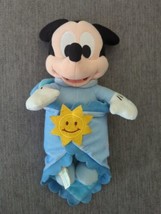 Disney Babies Parks Mickey Mouse Plush Doll in a Pouch Blanket Smiley Sun - $17.41