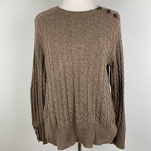 One Girl Who Sweater Womens Small Brown Cable Knit Pullover Cotton Cashmere - £23.67 GBP