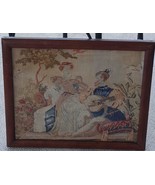 Wonderful Antique Hand Stitched Wool Courtship Scene - Framed - VERY OLD... - $162.98 CAD