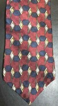 Nautica Mens Red Black Diamond Geometric Silk Classic Neck Tie Necktie - £4.68 GBP