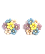 Vintage Coro Earrings Flower Cluster Signed Plastic Crystal Rhinestone C... - $23.00