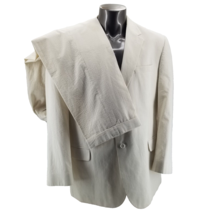 Jos A Bank Seersucker Suit 48R 39”x 31 Stay Cool Cotton Biege White  2 B... - $105.19