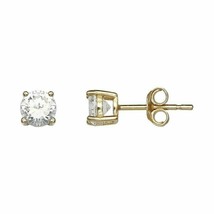 18K GOLD Cubic Zirconia Stud Earrings - 3/8 Carat - £39.96 GBP