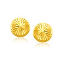 14k Solid Yellow Gold 0.38in Diamond Cut Flat Design Stud Earrings - £127.10 GBP