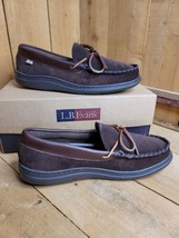 L.B. Evans Atlin Moccasin Mens Slippers Casual 10M Chocolate Suede Terry... - $69.29