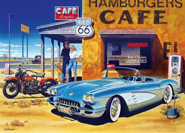 Framed Canvas Art Print Antique Classic Corvette 1950&#39;S 1960&#39;S Route 66 - £34.73 GBP+
