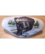 Ceramic Cabinet Drawer Pull BLACK Bear and cub @Pretty@ wildlife - $11.53 CAD