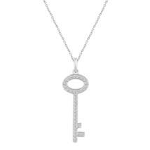 1/6CT TW Diamond Key Pendant in Sterling Silver with 18in Cable Chain - £39.95 GBP