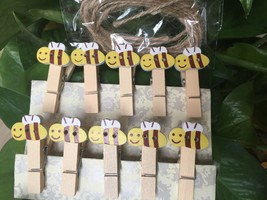 bee Wooden Paper Clips,wood clothespin,special gifts,birthday party decorations - £2.55 GBP+