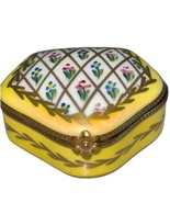 LIMOGES TRINKET BOX Dicor Main Hand Signed Porcelain JD France Flowers G... - $66.40 CAD