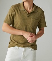 Lucky Brand linen short sleeve johnny collar polo for men - $41.00