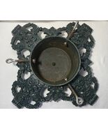 VINTAGE CHRISTMAS TREE STAND HEAVY- DUTY CAST IRON W/ SECURING SCREWS GREEN - $115.82