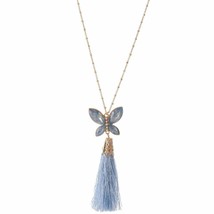 Butterfly Tassel Necklace - Periwinkle - £12.46 GBP
