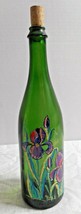 Hand Painted &quot;Iris&quot; Home Decorative Decor Glass Wine Bottle Multi-colored-OOAK - £14.60 GBP