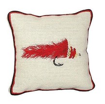 Throw Pillow Needlepoint,Petit Point Diver Fishing Fly 12x12 Mixed-Stitch - £159.04 GBP