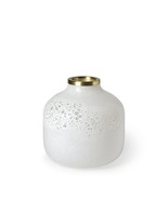 8&quot; Modern Pearl White Gold Rim Rounded Square Glass Vase - $2,808.78 MXN