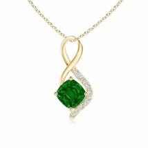 Authenticity Guarantee 
Infinity Twist Emerald Pendant with Diamond Accents i... - £1,180.30 GBP