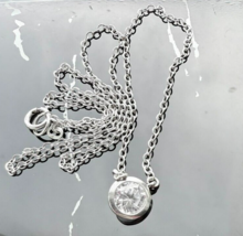 MODERNIST DAINTY 925 STERLING SILVER 6mm. round SWAROVSKI CRYSTAL NECKLACE - $432.97 MXN