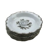 Vintage Moon Rose Schumann Bavaria White Rimmed Soup Bowls Gray Floral U17 - £44.04 GBP