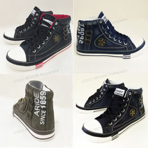 Mens Jeans Sneakers Canvas Denim Casual  High-Top Shoes Stone-Washed Boo... - $20.19 CAD