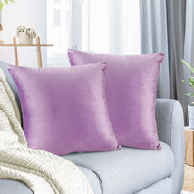 Lavender 20&quot;x20&quot; Throw Pillow Covers Set 2 Sofa Velvet Cushion Cases - £22.22 GBP