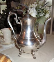 Vtg Art Deco Sheridan Silver on Copper Teapot Footed 10&quot; Tall Coffee Tea - £35.39 GBP