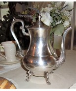 Vtg Art Deco Sheridan Silver on Copper Teapot Footed 10&quot; Tall Coffee Tea - €39,09 EUR