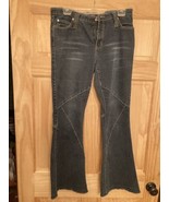 Womens Younique Blue Jeans Denim Stitching On Legs Frayed Waistline And ... - $9.89