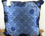 Gianni Versace Designer Blue Medusa 27.5&quot; Square Decorative Pillow - £354.27 GBP