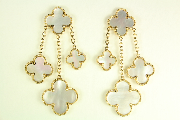 Primary image for Mother of Pearl Gold Plated Chandelier Earrings