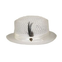 Men's BRUNO CAPELO Stingy Brim Fedora Braid Straw Hat Santa Cruz SC615 White image 4