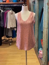 Way women&#39;s v-neck sequin tank in Rose Gold - £31.59 GBP