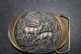 Deer in forest belt buckle- Bronze tone- NEW - £10.35 GBP