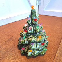 Vintage Small 4 1/2&quot; Hand Painted Ceramic Mold Christmas Tree w/Colored ... - $14.84