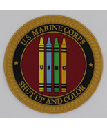 USMC MARINE CORPS SHUT UP AND COLOR CRAYONS ROUND MILITARY HOOK &amp; LOOP P... - £11.79 GBP