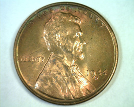 1944-S LINCOLN CENT PENNY OUTSTANDING RAINBOW COLOR GEM UNCIRCULATED RED... - $48.00