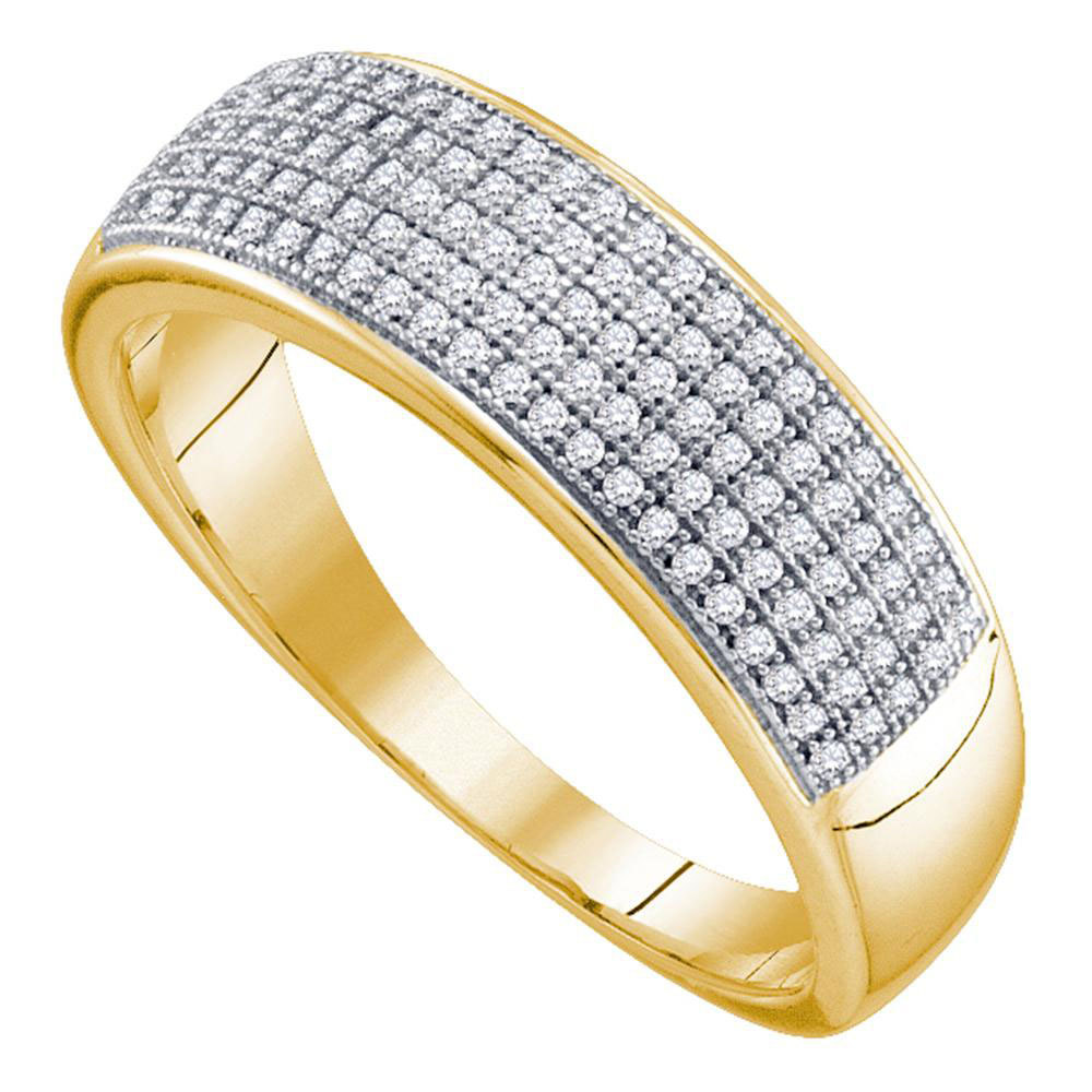 10k Yellow Gold Mens Round Diamond Band Wedding Anniversary Ring 1/3 Ctw