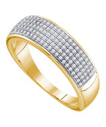 10k Yellow Gold Mens Round Diamond Band Wedding Anniversary Ring 1/3 Ctw - £320.58 GBP