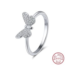 Effie Queen Elegant female Wedding Ring Real 925 Sterling Silver Rings Butterfly - £18.85 GBP