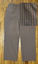 Vintage Brown Checkered Pants 10P 12P Gingham Cottagecore Goblincore HEMMED READ - £11.82 GBP