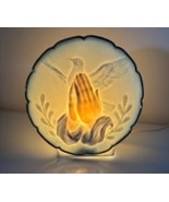 Vtg Ceramic Praying Hands Dove Night Light Electric Corded Religious - $20.80