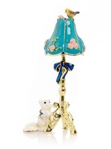 Keren Kopal Lamp with Cat and Bird Trinket Box Decorated &amp;Austrian Crystals - $55.80