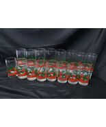 Libbey Holly Berry Tumblers Glasses Red Stripe Christmas Lot of 15 Xmas - $539.82 MXN