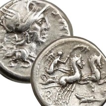 ROMA, Victory driving fast 2 horse Chariot, Rudder. Cipia 1. Roman Denarius Coin - £253.77 GBP