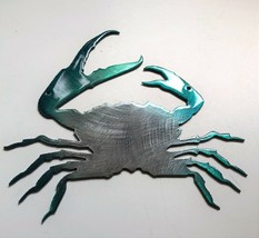 Clawing Crab - Metal Wall Art - Teal w/ Silver 8&quot; x 7&quot; - £15.17 GBP
