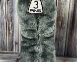 Vintage Ping Karsten Gray Plush Barrel Wood Golf Club Head Cover Black G... - $24.18