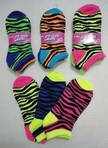 Lot (12) Neon Zebra Print Socks Anklets 12 Pairs Women Girls New! - $12.95