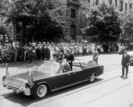 President John F. Kennedy stands in back of open limousine New 8x10 Photo - $8.81