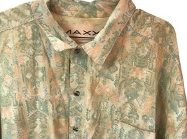 Vtg MAXX FM Shirt 90s Mens XL All Over Print Aztec Abstract Made USA Cotton - £15.51 GBP