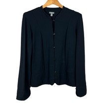 J Jill Cardigan Sweater Jacket Womens Medium Black Button Up Long Sleeve Stretch - £27.50 GBP